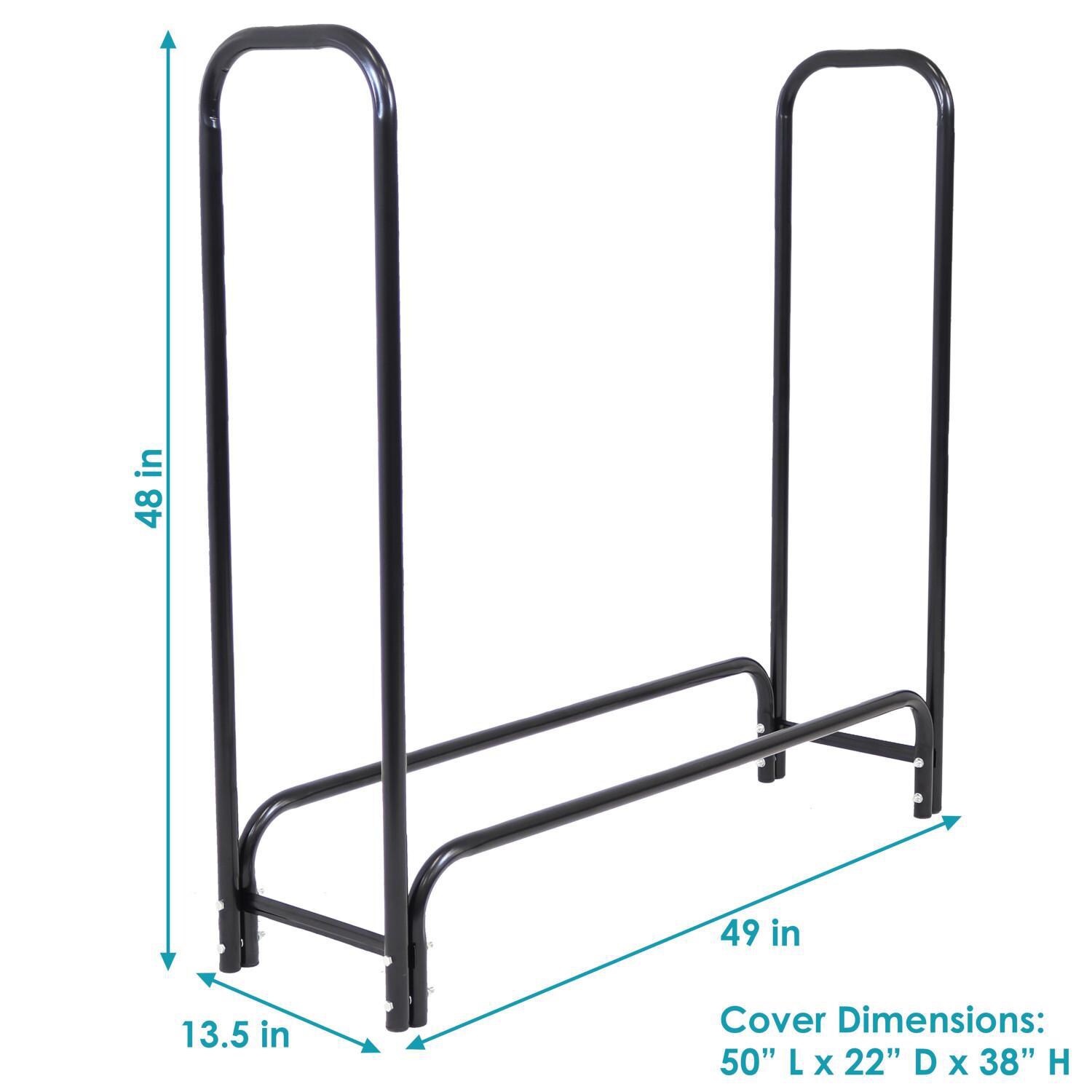 Ultimate Patio SC-QX-4LR-4LRC Firewood Log Rack Log Rack & Black Cover - 4-Foot - Dimensions thumbnail