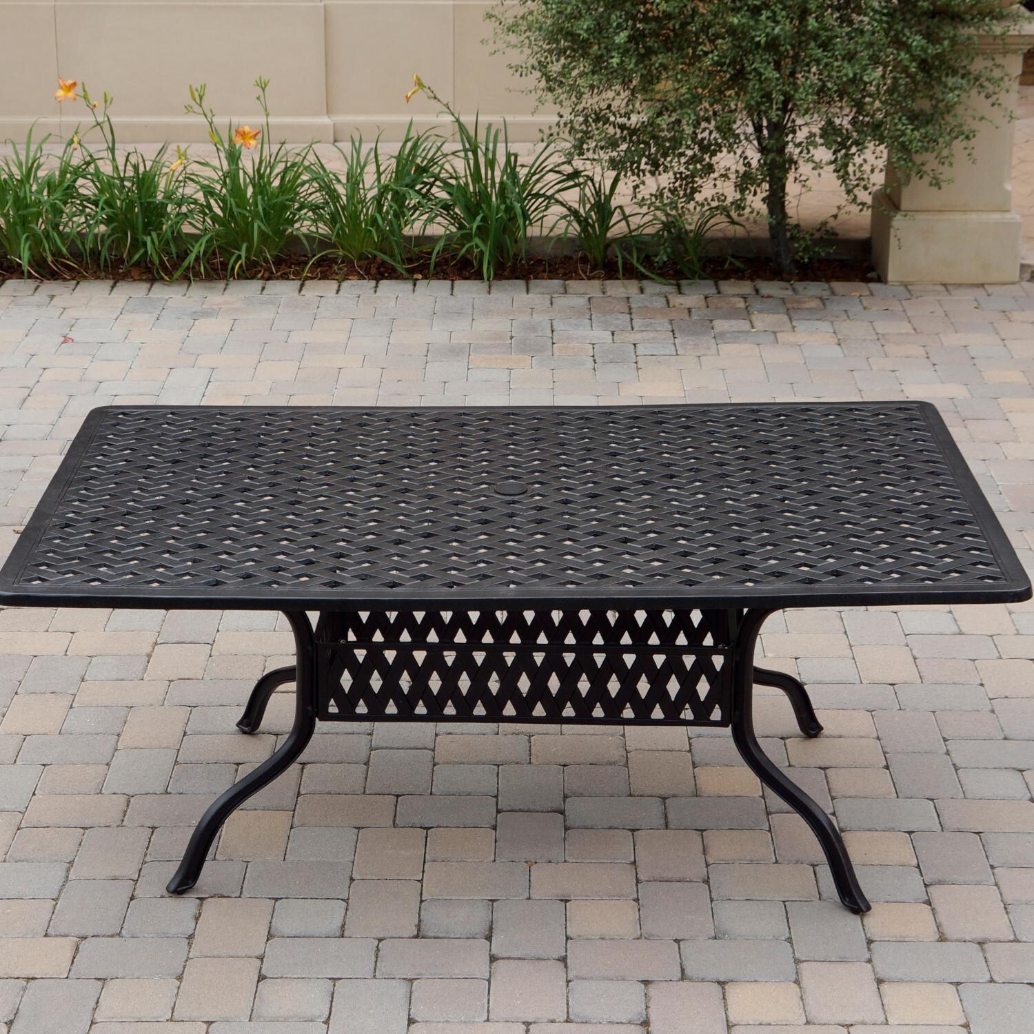 Darlee DL2052-7PC-30RED Santa Monica 7 Piece Cast Aluminum Patio Dining Arm Chair Set W/ 72 X 42 Inch Rectangular Table & Sesame Cushions - Dining Table thumbnail