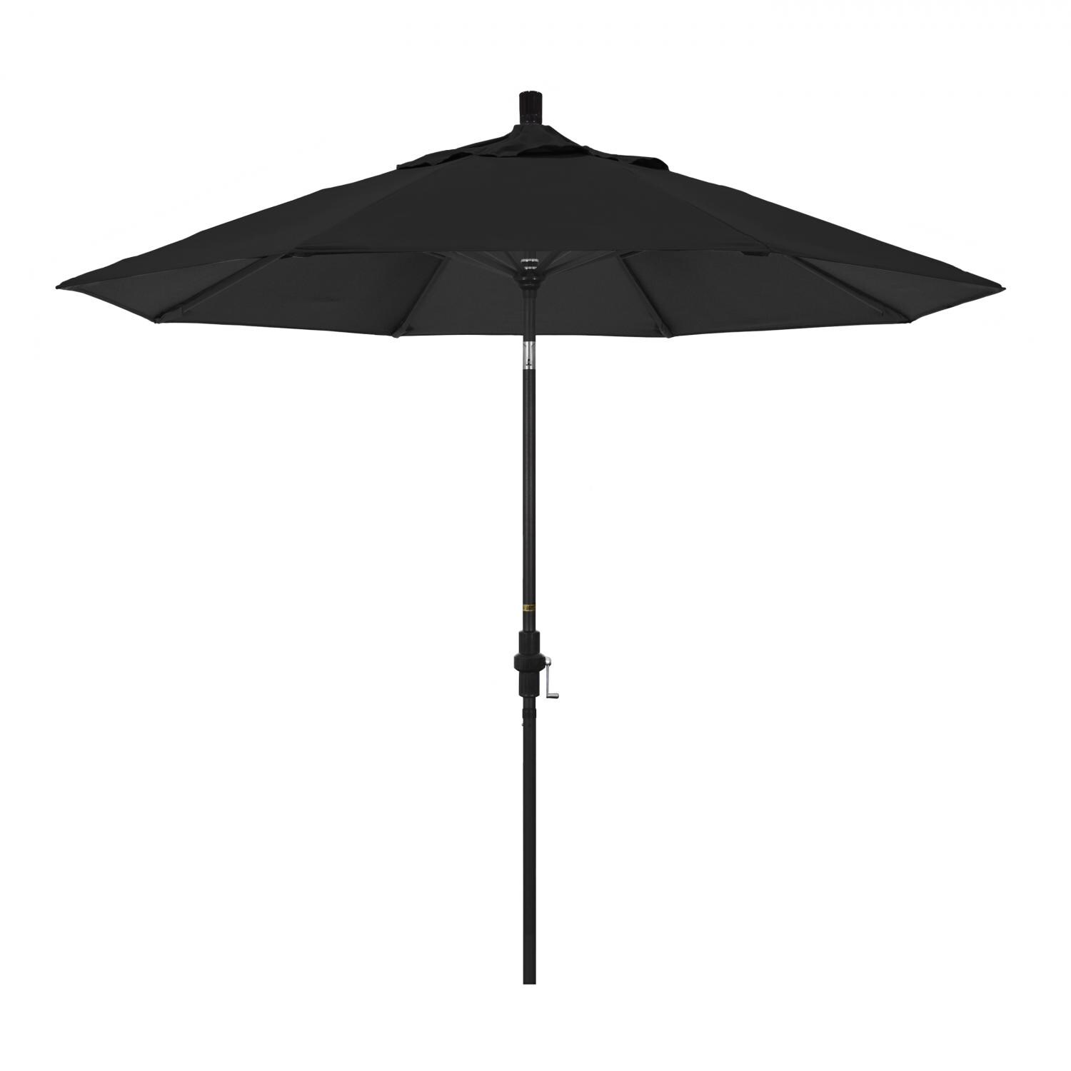 California Umbrella 9 Ft Octagonal Aluminum Collar Tilt Patio Umbrella W/ Crank Lift & Aluminum Ribs - Stone Black Frame / Sunbrella Canvas Black Canopy thumbnail