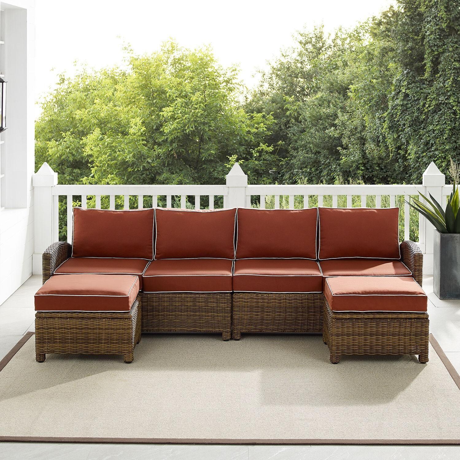 Ultimate Patio UP-92420WB-SG 4Pc Wicker Outdoor Sectional Patio Furniture Set in Sangria - Front View - Lifestyle thumbnail