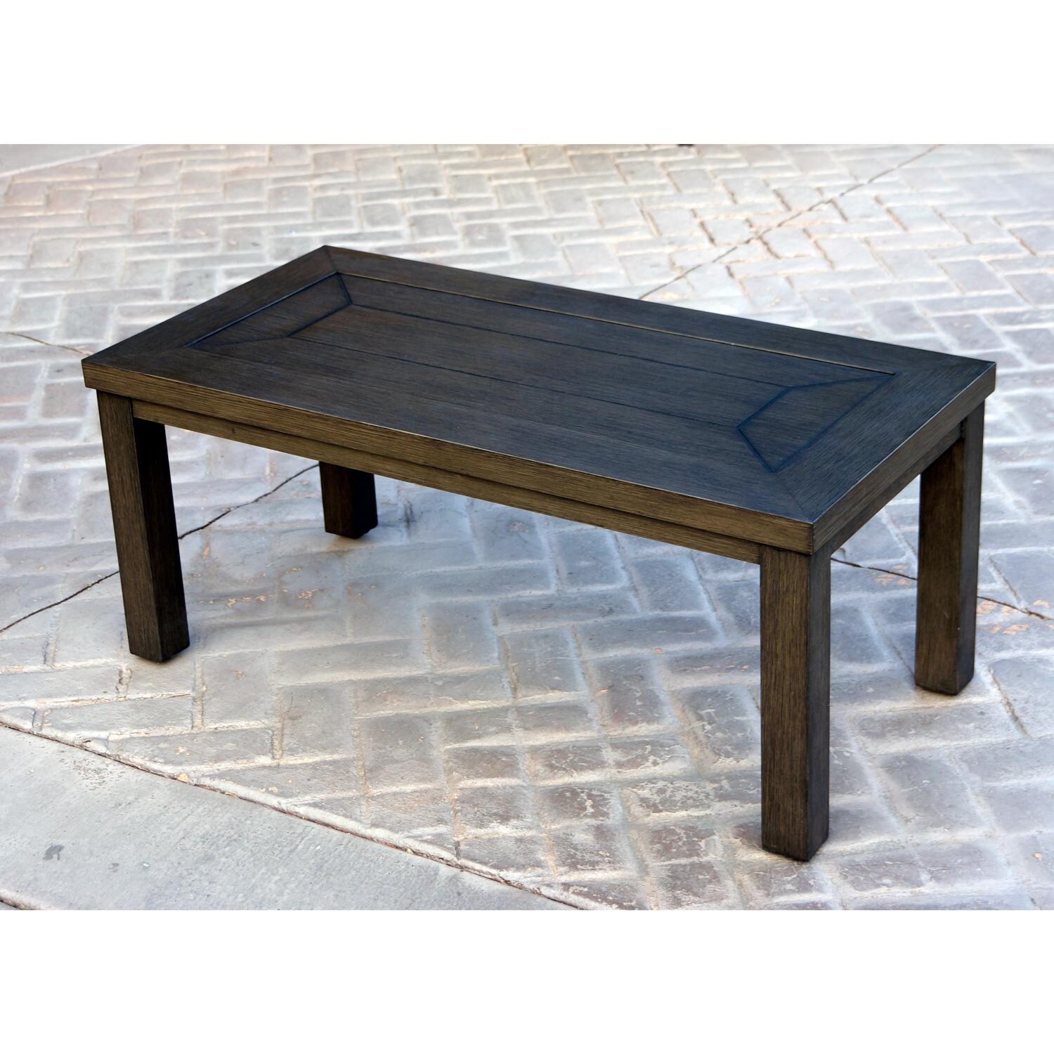 Darlee Brooklyn 4 Piece Patio Conversation Set W/ 43 X 21-Inch Rectangular Coffee Table & Sesame Cushions - Table Only thumbnail