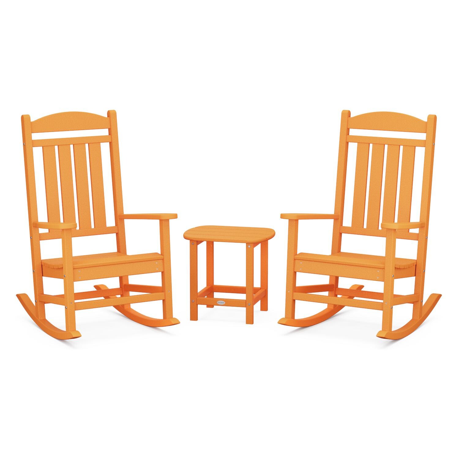 POLYWOOD Tangerine Presidential Rocker 3-Piece Set w/ South Beach 18-Inch Side Table thumbnail
