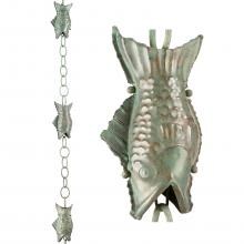 Fish 8 1/2 Ft Rain Chain By Good Directions - Blue Verde