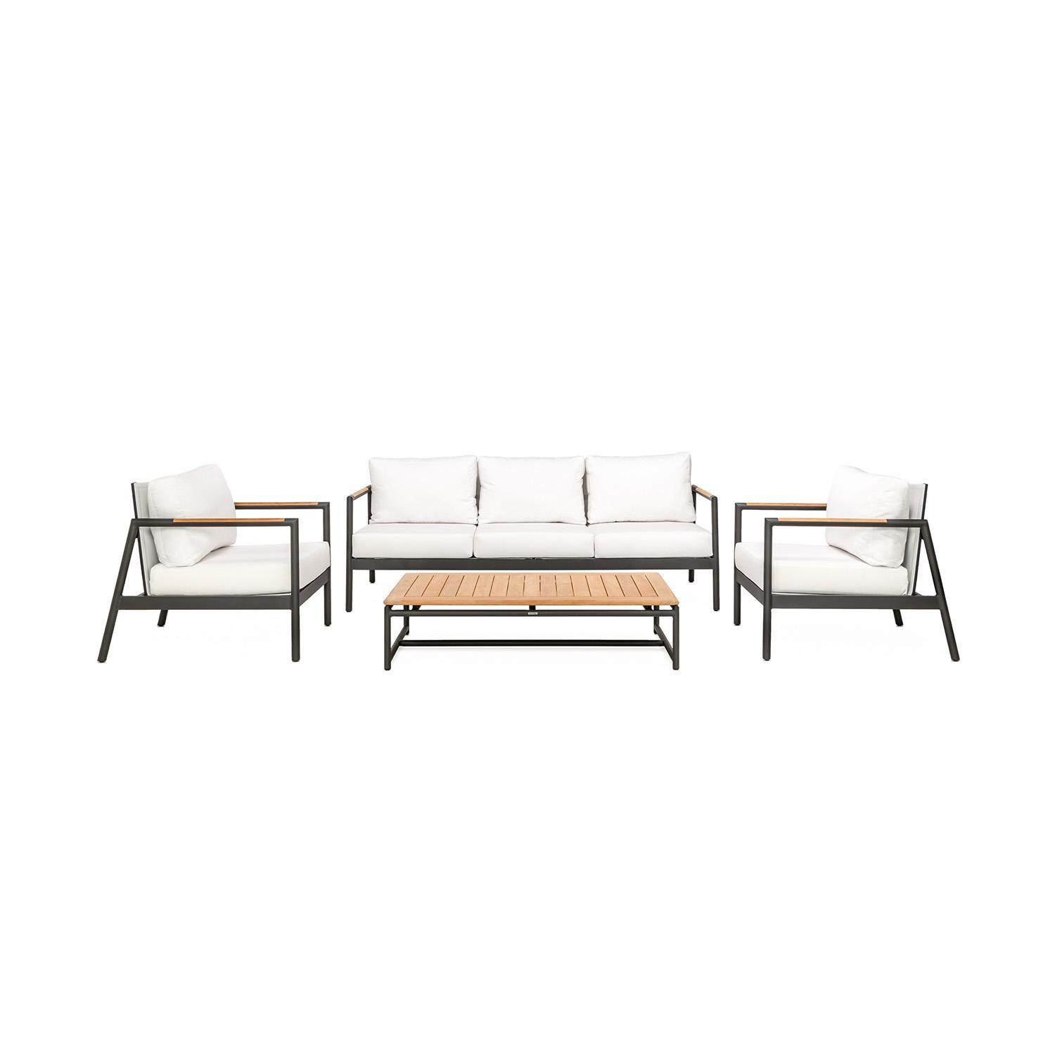 Teak + Table Paros Sofa/Clubs 4 Piece Lounge Set in Natural - White Background thumbnail