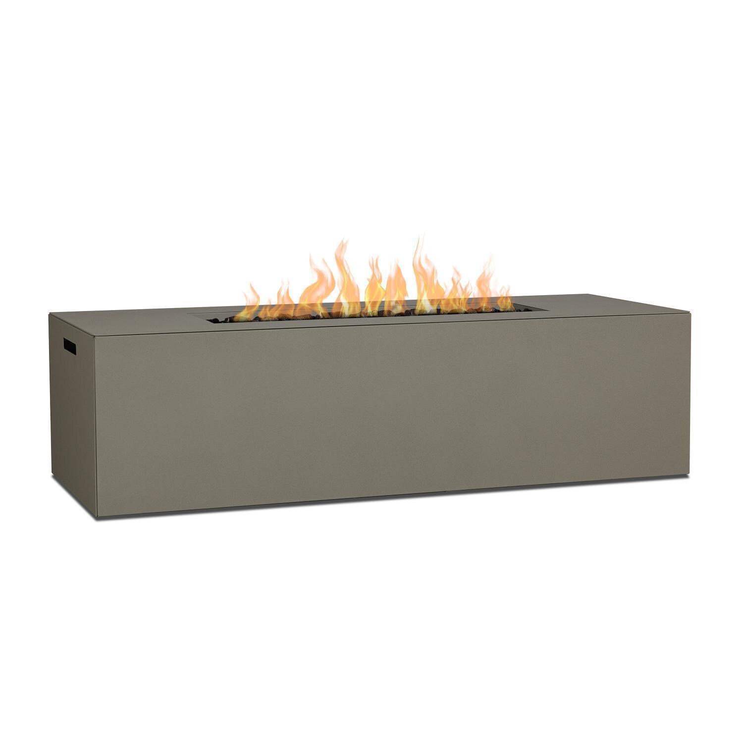 Covewood 72 Inch Rectangular Aluminum Propane Fire Pit Table in Gray by BBQGuys Signature - White Background thumbnail