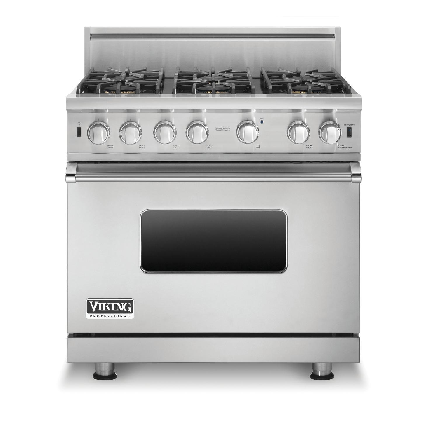 Viking Professional 5 Series 36Inch 6 Burner Propane Gas Range Stainless Steel