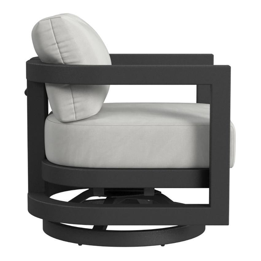 Malibu 6 Pc Aluminum Seating Set By Sunset West - Swivel Club Chair - Side View - White Background thumbnail