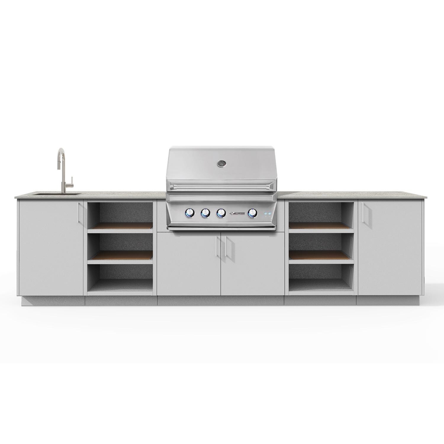 Urban Bonfire Twilight 36 Outdoor Kitchen w/ Twin Eagles Propane Grill, Sink, Keon Dekton Countertop & Chantilly Finish - B-Twilight-36-TwinEagles-Keon-Chantilly