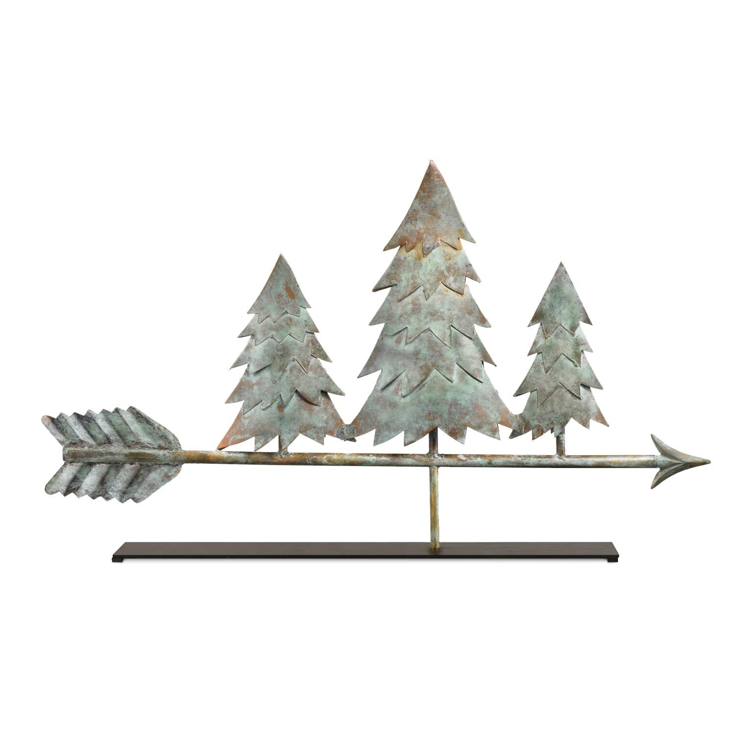 Pine Trees Table Top Sculpture By Good Directions - Blue Verde - Side View thumbnail