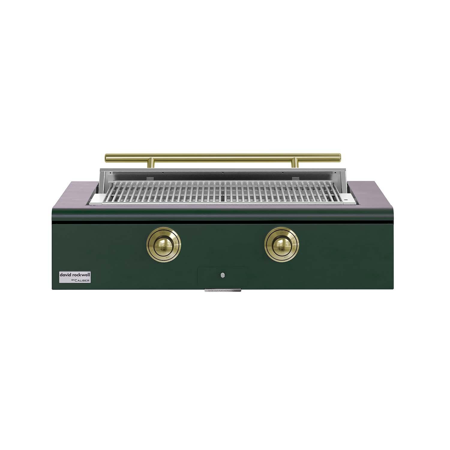 Caliber CRG-42BN00-A-086-H01 42-in Natural Gas Built-In Rockwell Grill - Emerald w/ Brass Hardware - White Background thumbnail