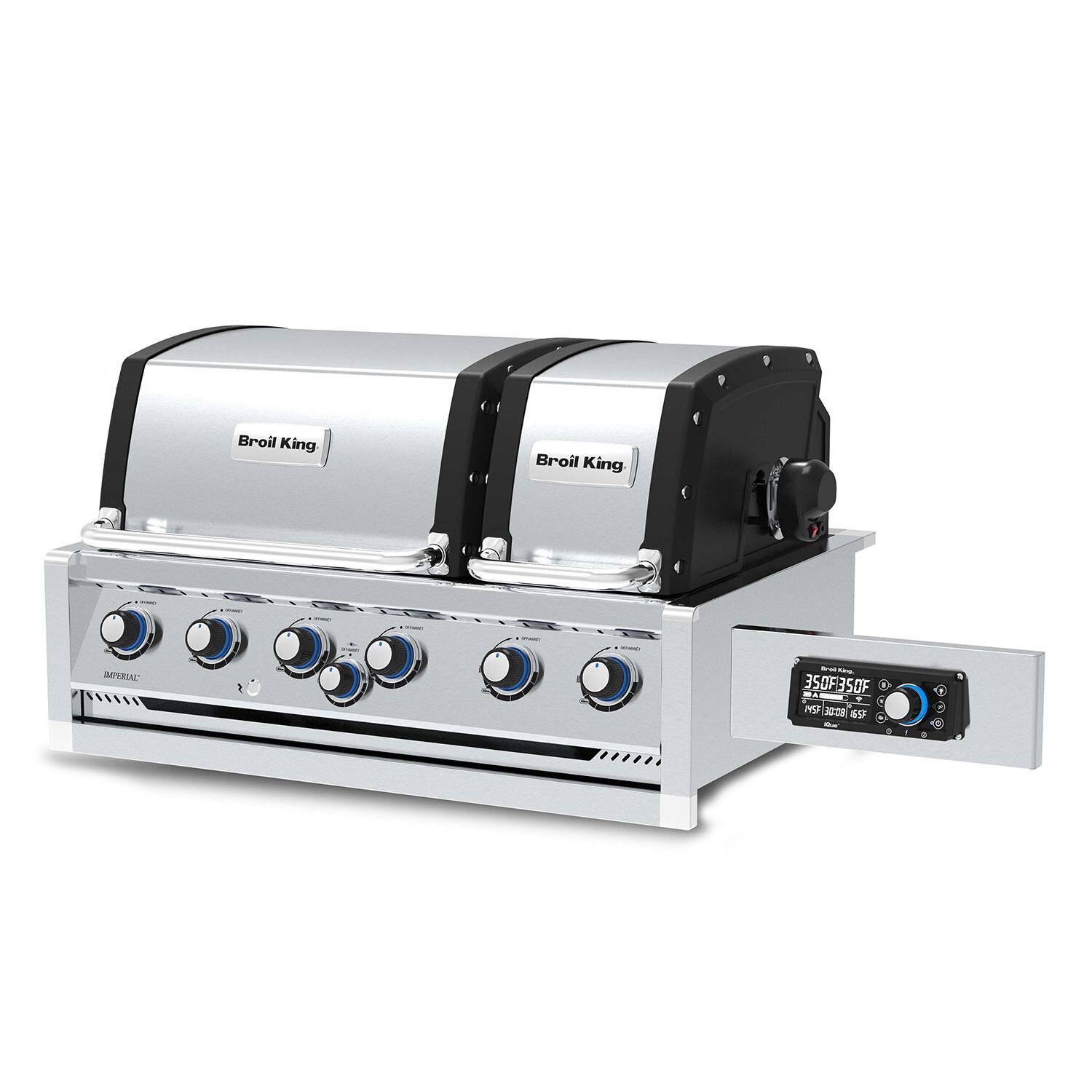 Broil King 699777 Imperial QS 670 6 Burner Built-In Natural Gas Grill - Lid Down - Angled Left - White Background thumbnail