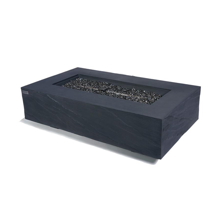 Elementi Cape Town OFG410SL-NG 56-Inch Natural Gas Slate Black Fire Pit Table - Angled and Unlit thumbnail