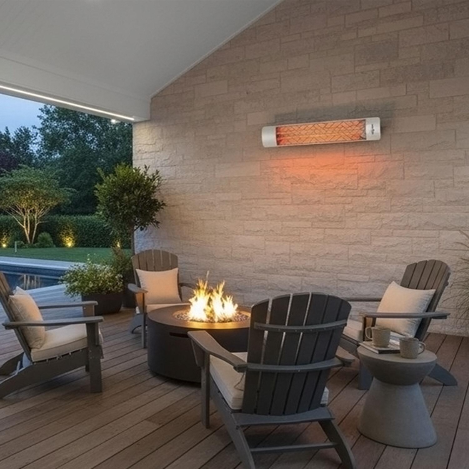 Eurofase EF30240S1 Chevron Series 61 Inch 3000 Watt Single Element Marine Grade 240V Electric Patio Heater in Stainless Steel - Lifestyle thumbnail