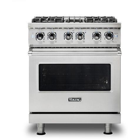 Viking Professional 5 Series 30-Inch 4-Burner Dual Fuel Propane Gas Self Cleaning Range - Stainless Steel - VDR5304BSSLP