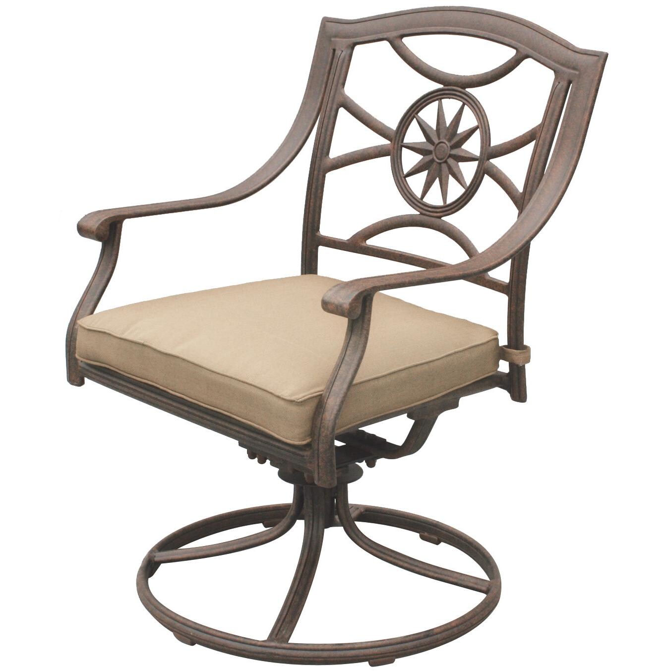 Ten Star Cast Aluminum Patio Swivel Rocker Dining Chair W/ Sesame Cushion By Darlee thumbnail