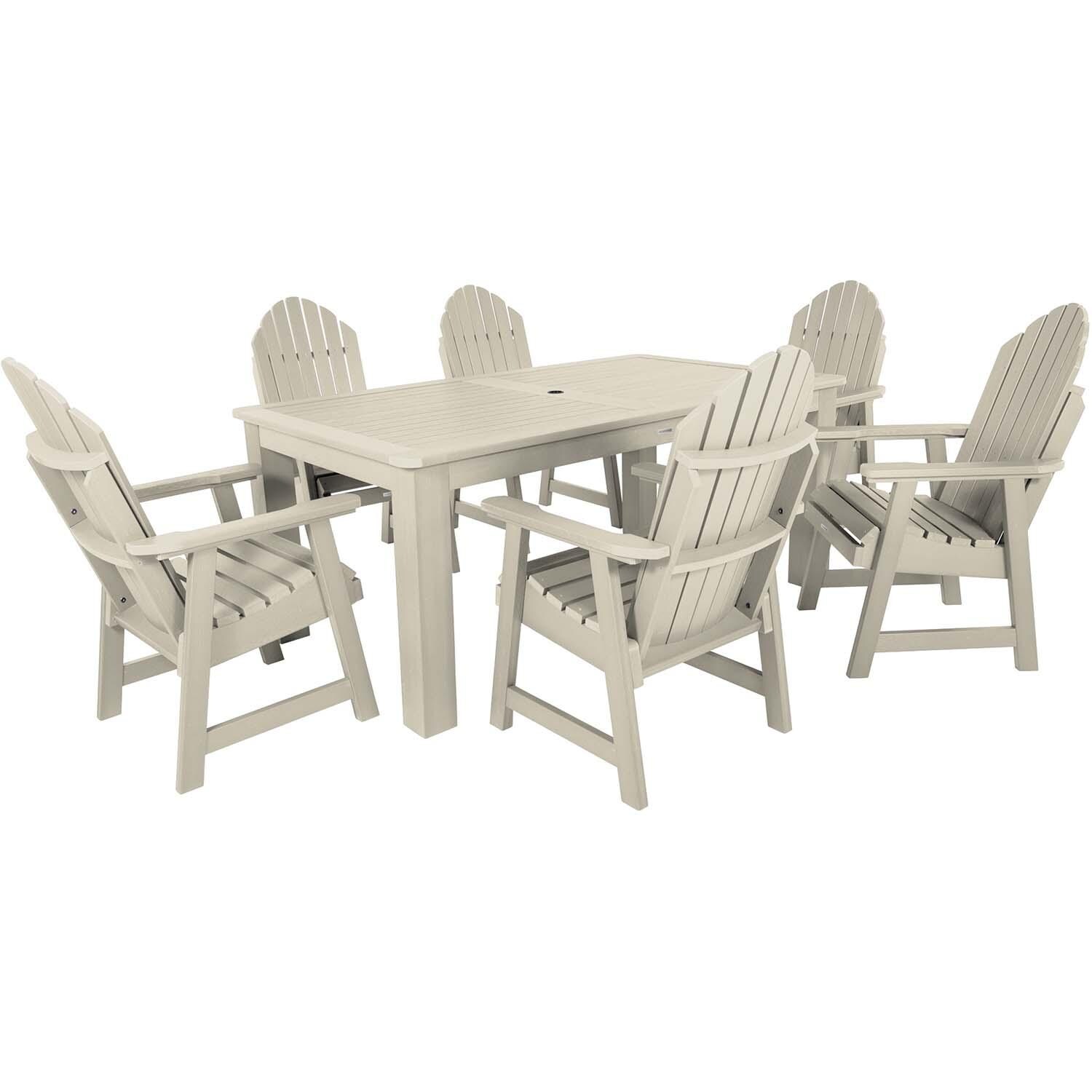 Dream Bay 7 Pc Rectangular Dining Set in Whitewash By Lakeview Outdoor Designs - White Background thumbnail