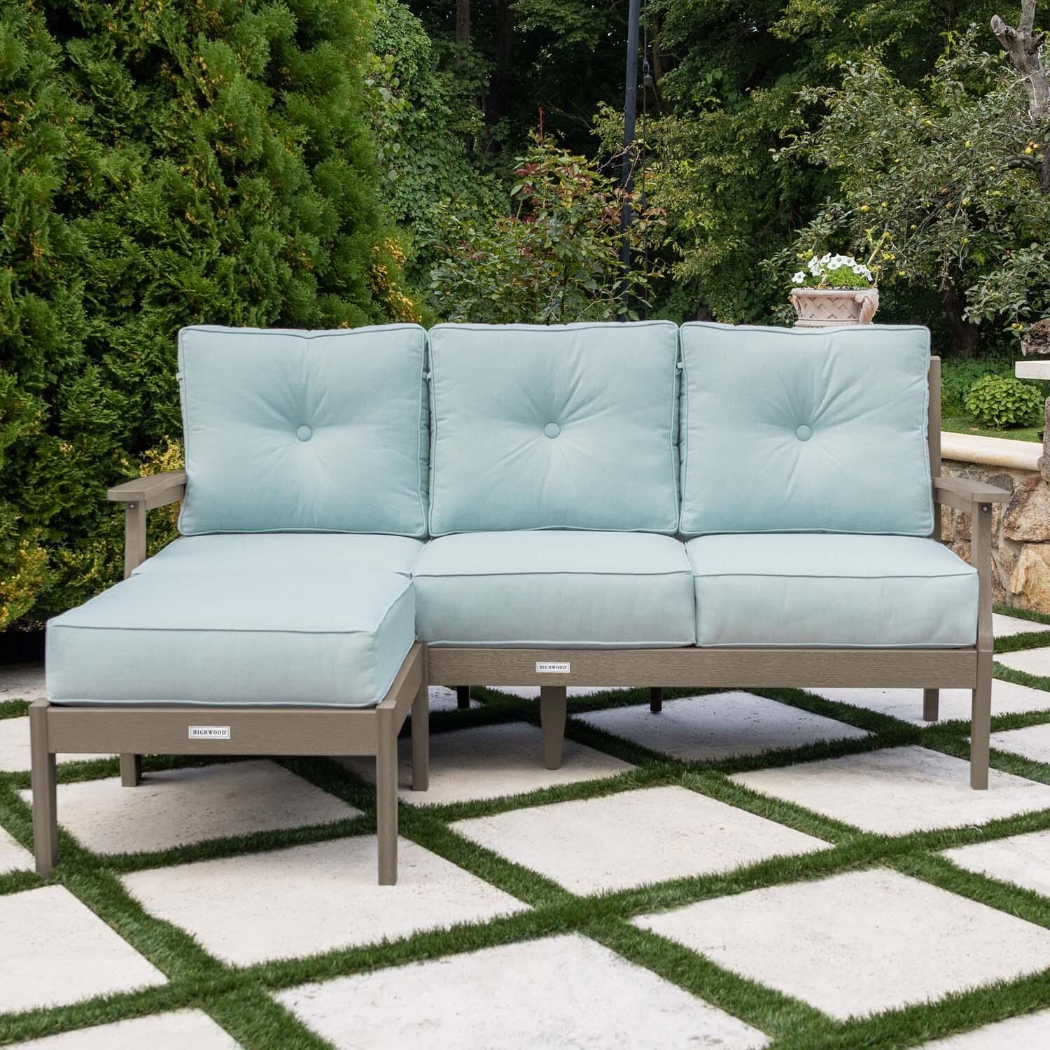 Blushing Bay 2 Pc Recycled Plastic Seating Set in Bliss Dew/Woodland Brown by Lakeview Outdoor Designs