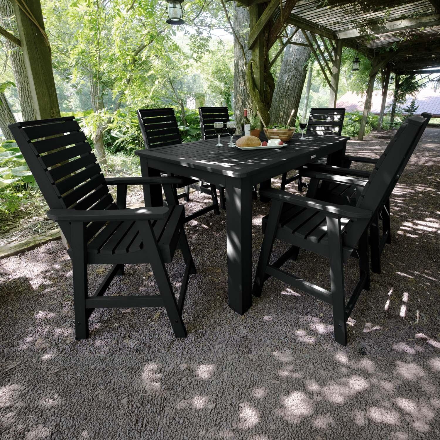 Elm Pointe 7 Pc Rectangular Counter Height Dining Set in Black By Lakeview Outdoor Designs - Lifestyle thumbnail