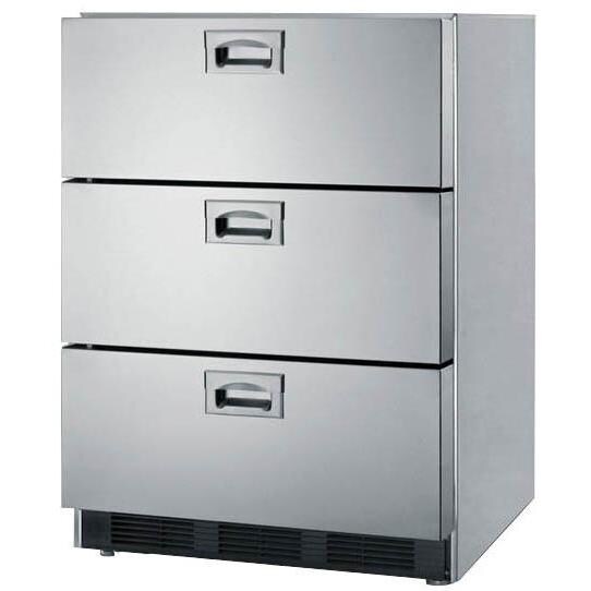 Summit 3.1 Cu. Ft. Built-In / Freestanding Three Drawer Refrigerator - Stainless Steel - Angle thumbnail