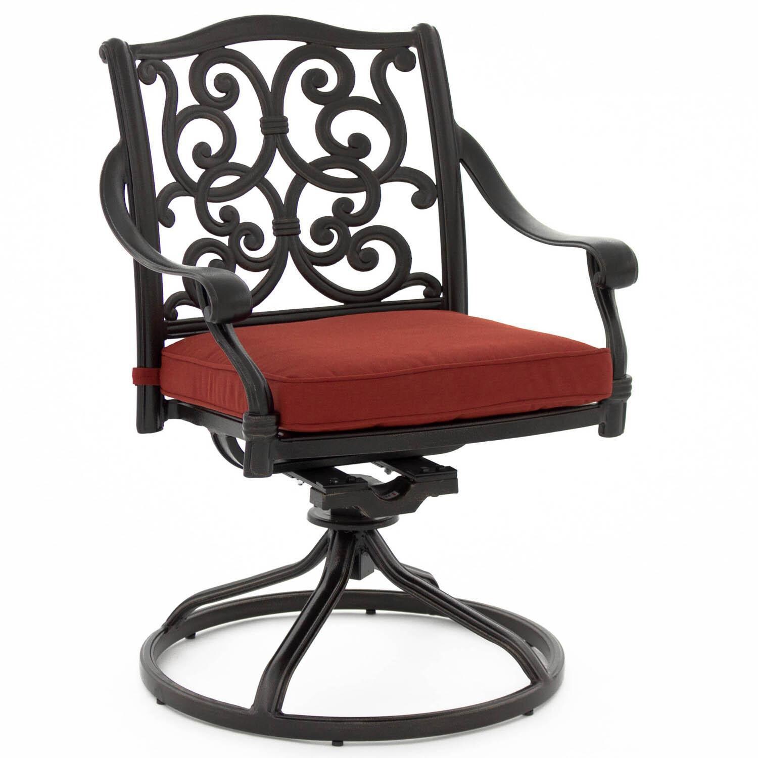 Villa Flora Cast Aluminum Patio Swivel Rocker W/ Sunbrella Canvas Henna Cushion thumbnail