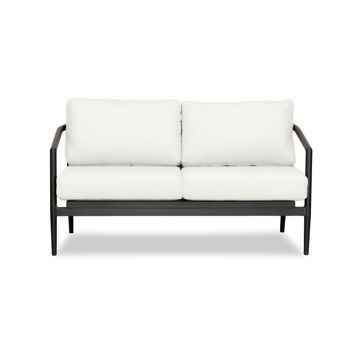Lakeview Midnight Cove 2 Person Aluminum Loveseat in Black/Carbon/Canvas Natural - White Background thumbnail
