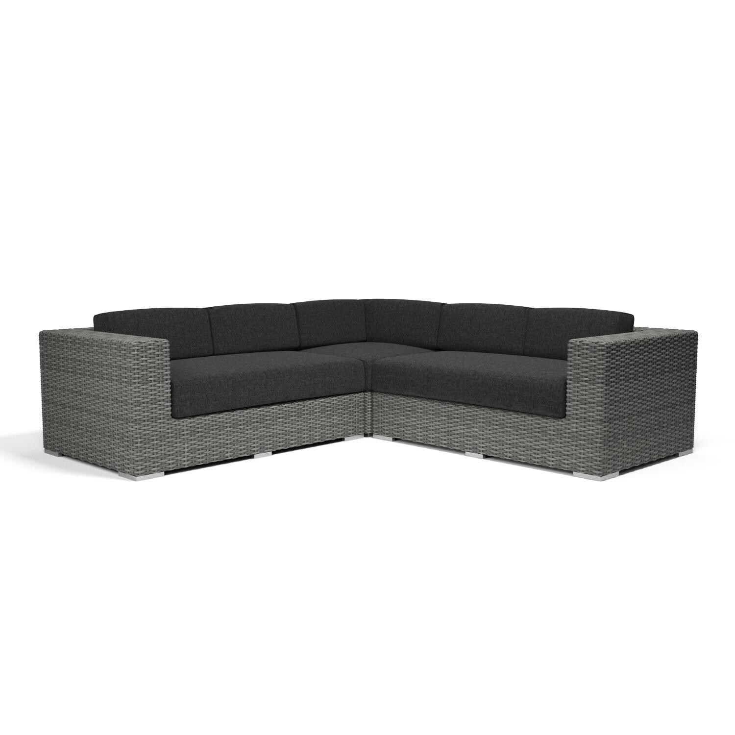 Sunset West - 1802-SEC-48085 - Emerald II Resin Wicker Patio Sectional W/ Sunbrella Spectrum Carbon Cushions thumbnail