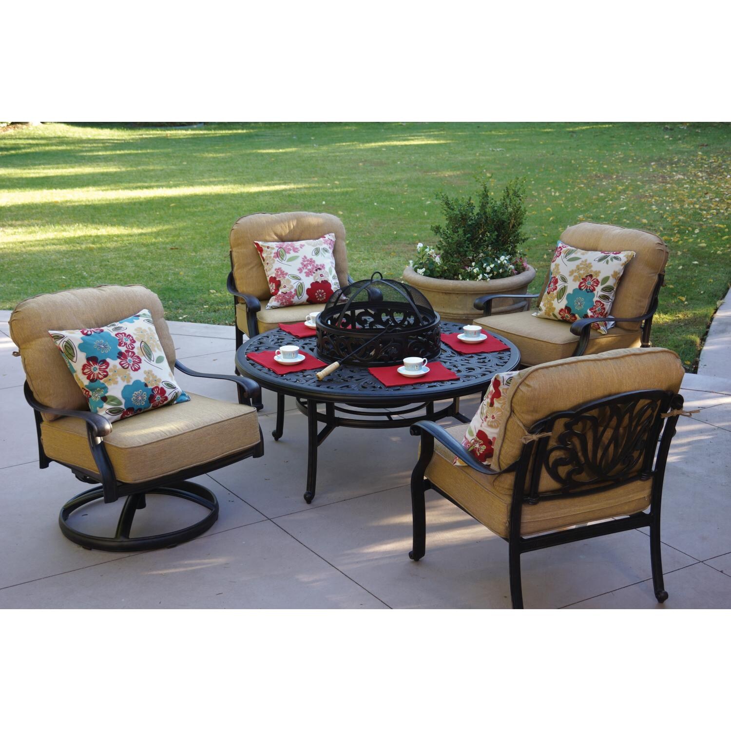 Darlee Elisabeth 4-Person Cast Aluminum Patio Conversation Set thumbnail