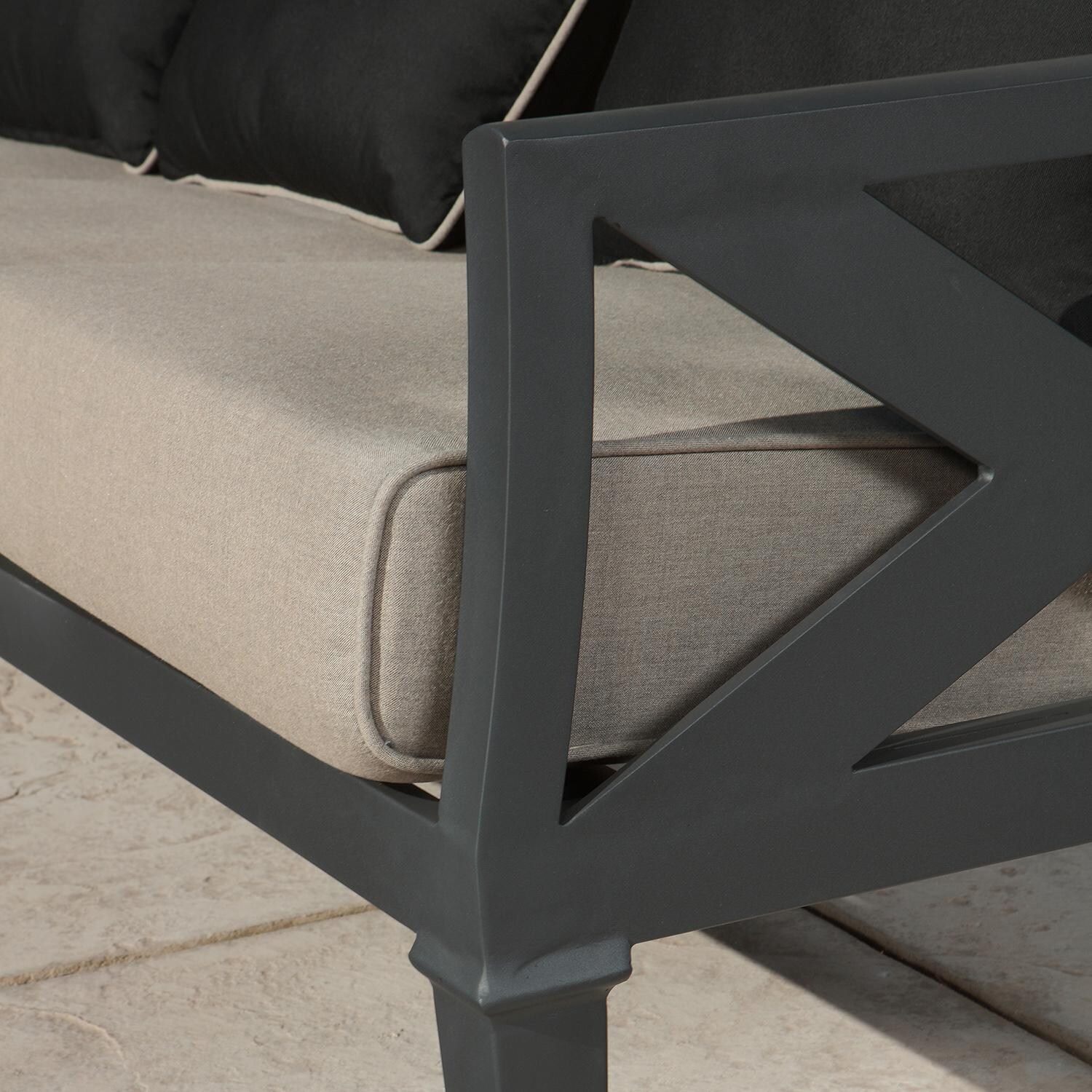 Lakeview Outdoor Designs Lake Charles 6 Piece Aluminum Patio Conversation Set - Patio Sofa Armrest Detail thumbnail