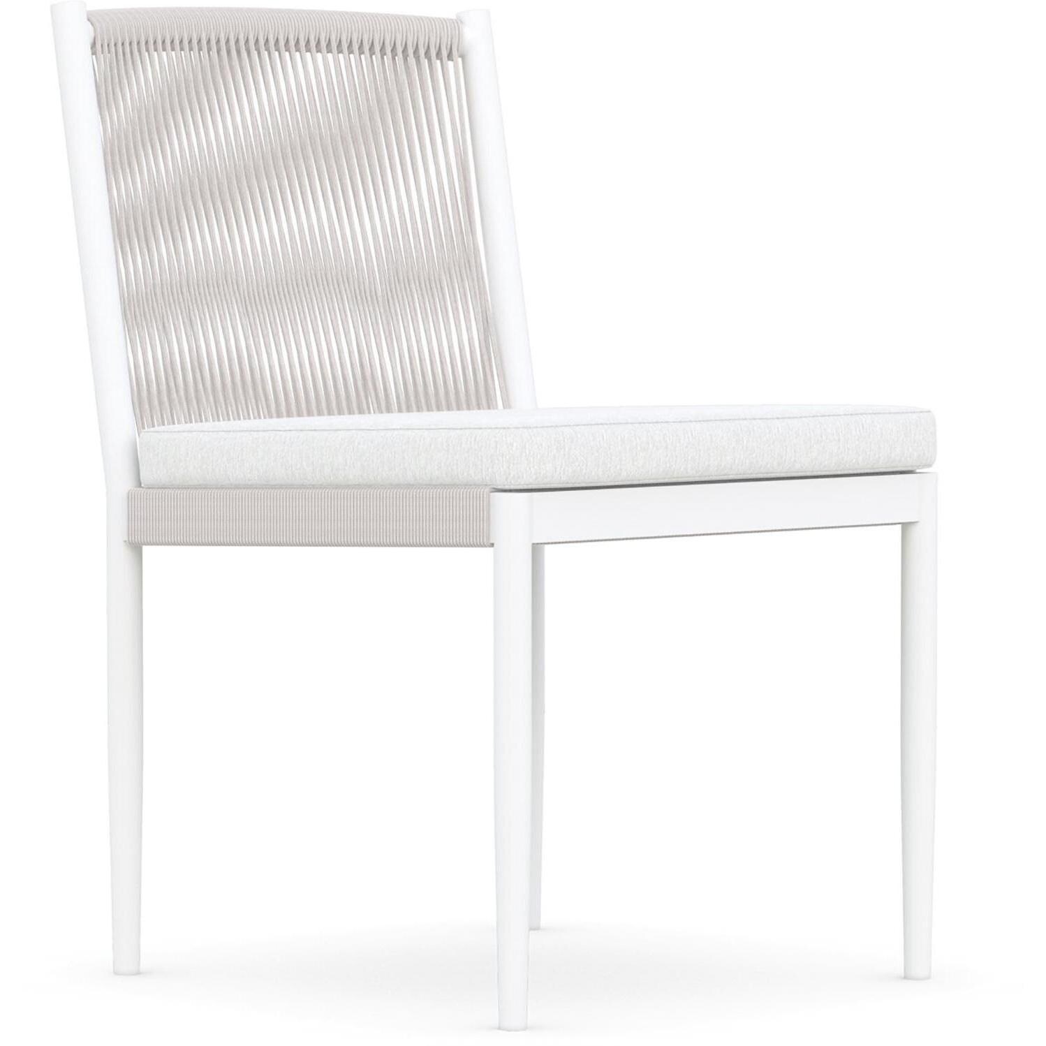 Azzurro Living Catalina Woven Rope Armless Dining Chair in Sand/Cloud - Angled - White Background thumbnail