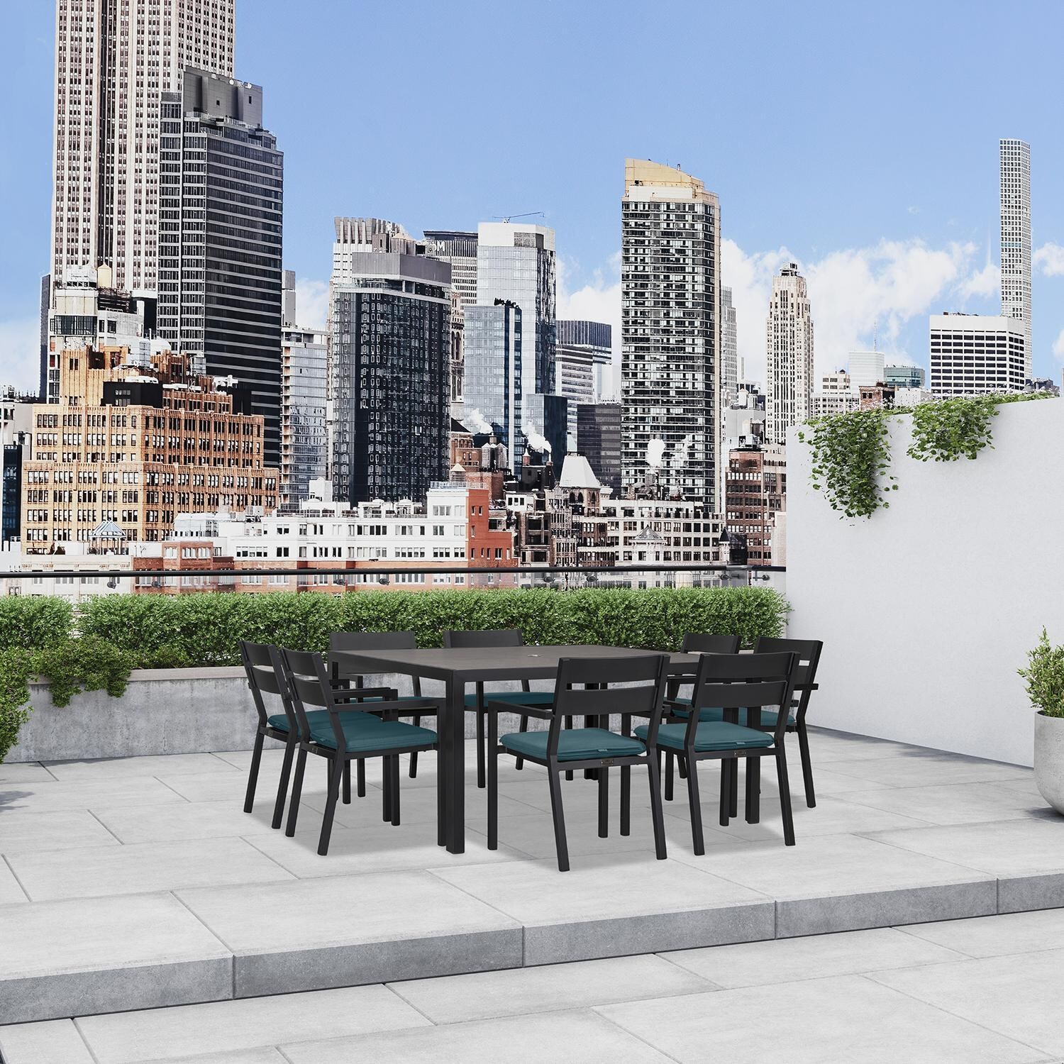 Calm Bay 9 Pc Square Dining Set in Black/Cast Lagoon by Lakeview - Lifestyle 3 thumbnail