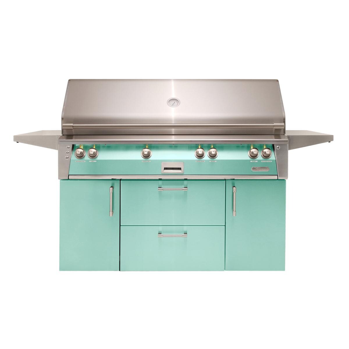 Alfresco ALXE 56-Inch Freestanding Propane All Grill With Sear Zone And Rotisserie in Light Green - ALXE-56BFGC-LP-S6027
