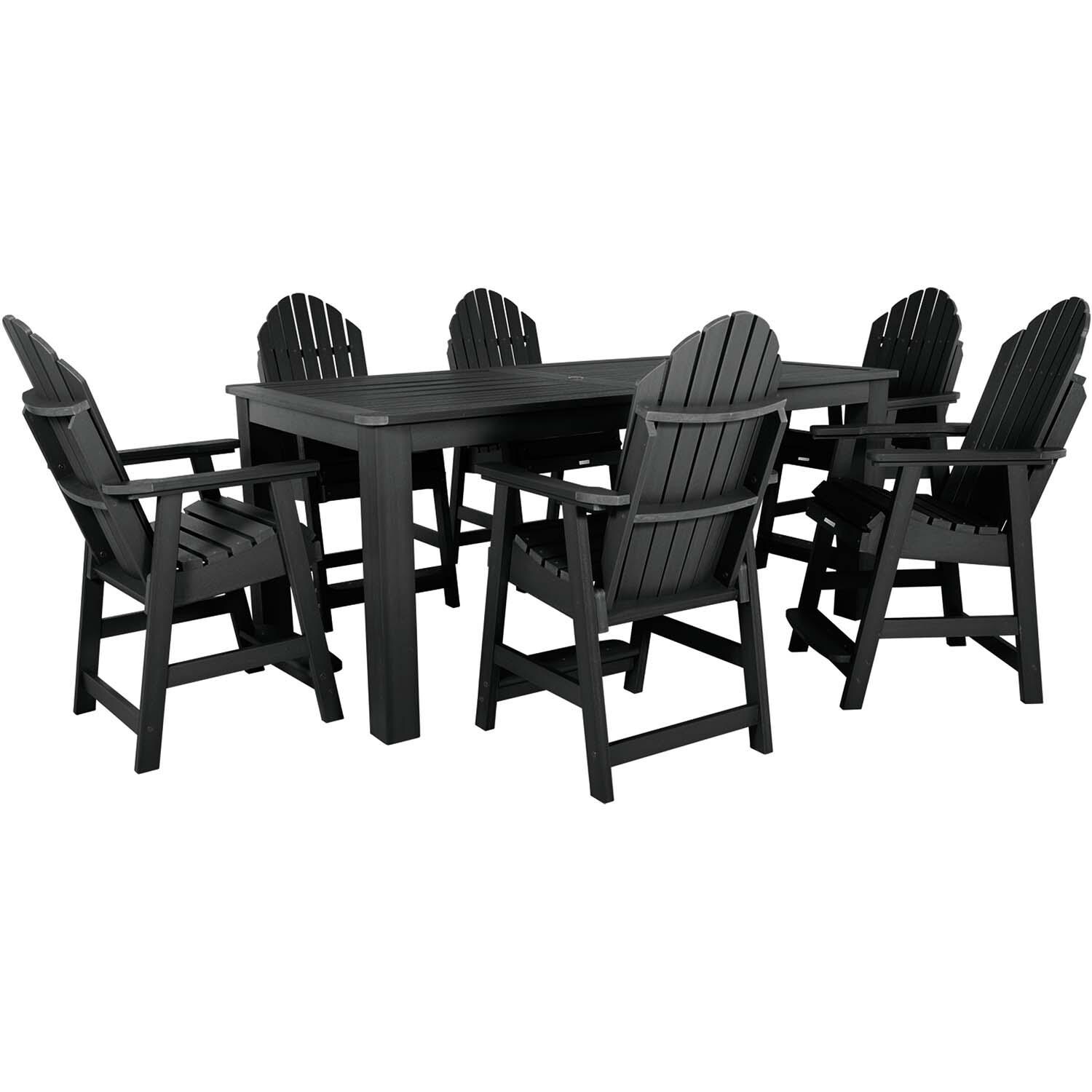 Dream Bay 7 Pc Recycled Plastic Counter Height Dining Set In Black By Lakeview - White Background thumbnail