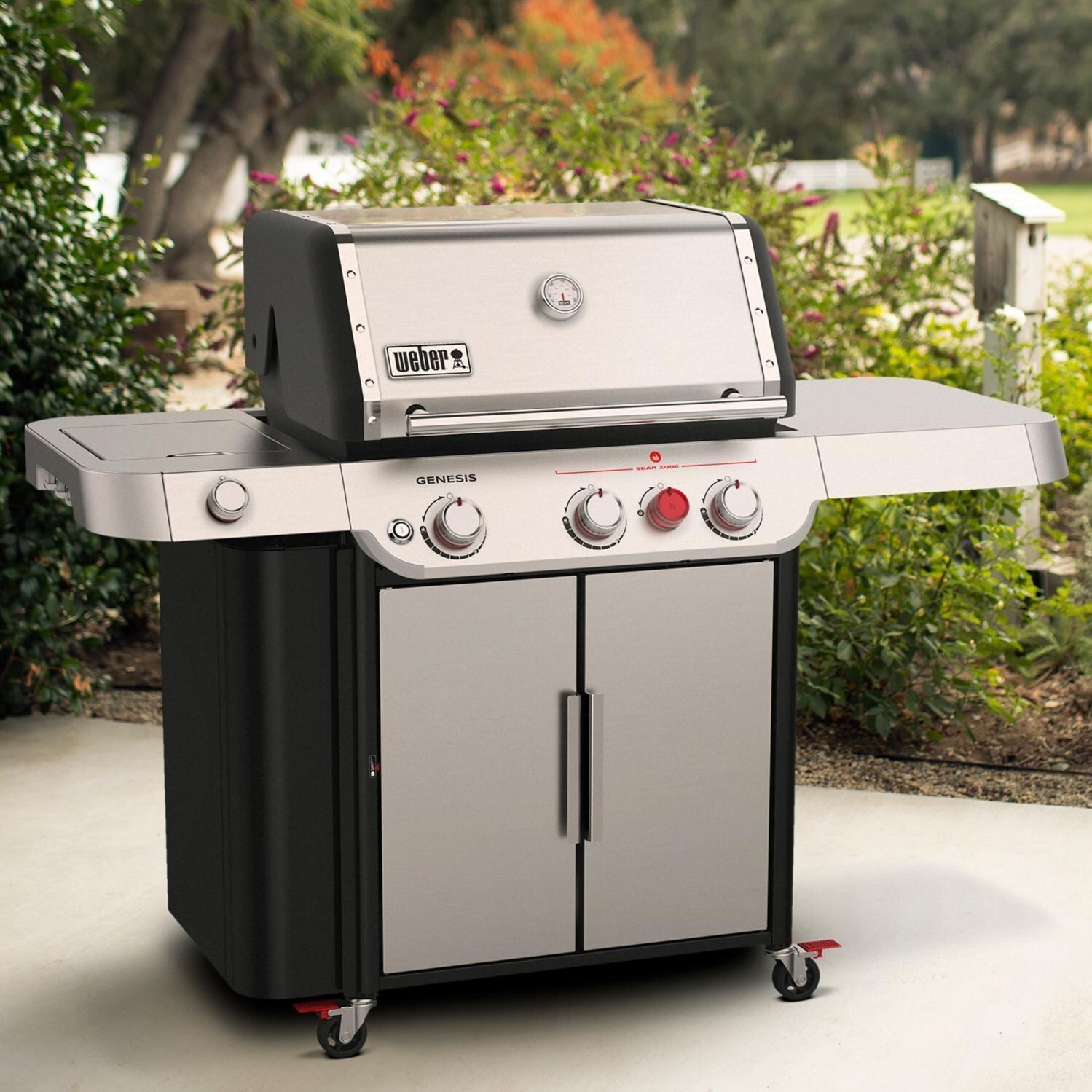 Weber GENESIS 35400001 S-335 Propane Gas Grill with Sear Burner & Side Burner - Stainless Steel - White Background thumbnail