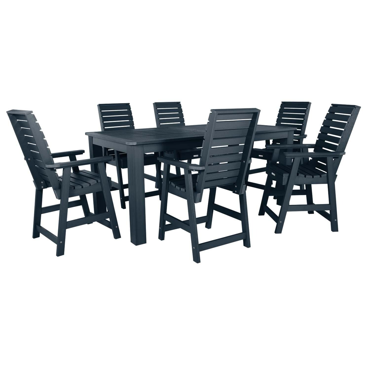 Elm Pointe 7 Pc Recycled Plastic Counter Height Dining Set In Federal Blue by Lakeview - White Background thumbnail