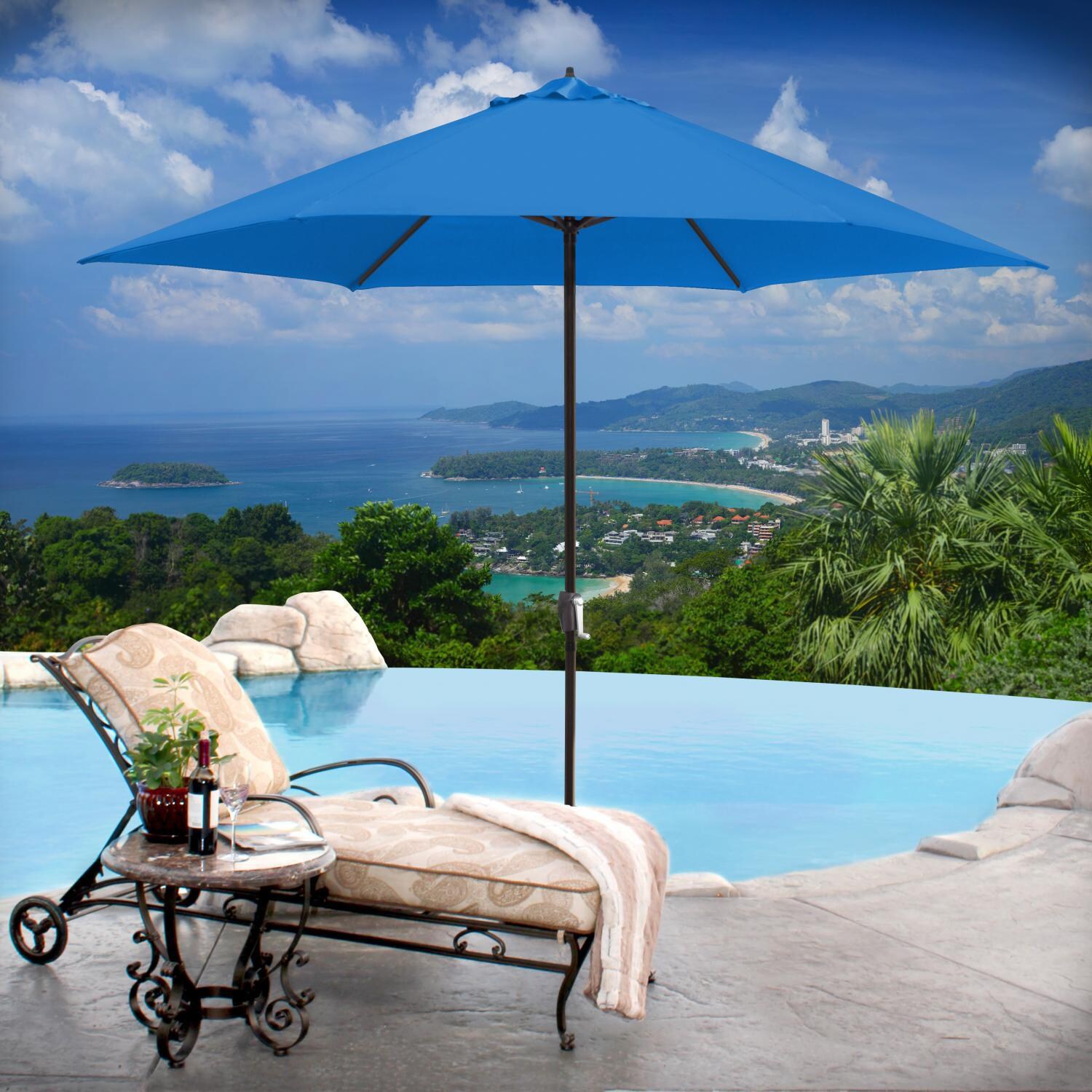 astella 11'rd tilting aluminum patio umbrella Tilt | Auto-Tilt, Fade-Proof, Wind Resistant | Commercial Grade | Terylast Matter Grey This 11 Astella 11 Ft. Aluminum Patio