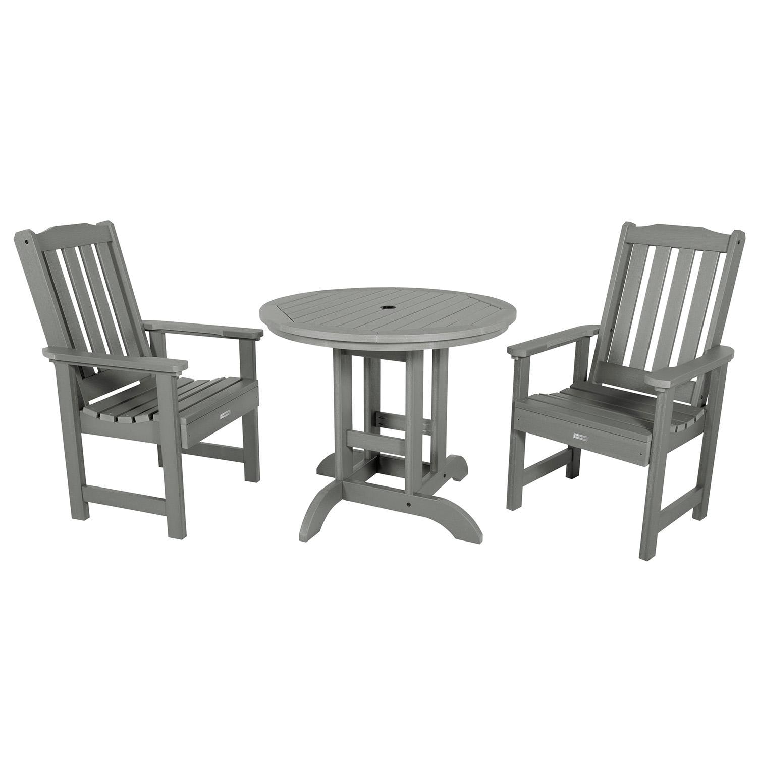 Hart Lane 3 Pc Recycled Plastic Round Dining Set in Coastal Teak By Lakeview Outdoor Designs - White Background thumbnail