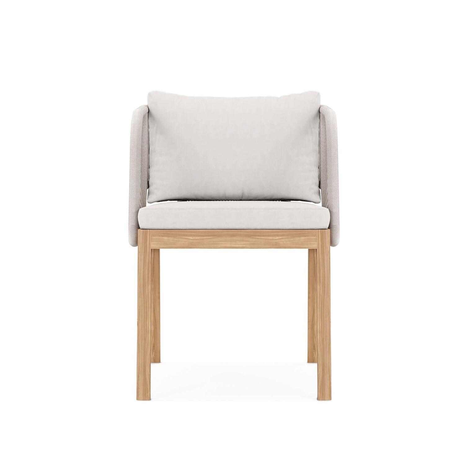 Willowlake Teak Dining Arm Chair in Silver by Lakeview Outdoor Designs - Front View - White Background thumbnail