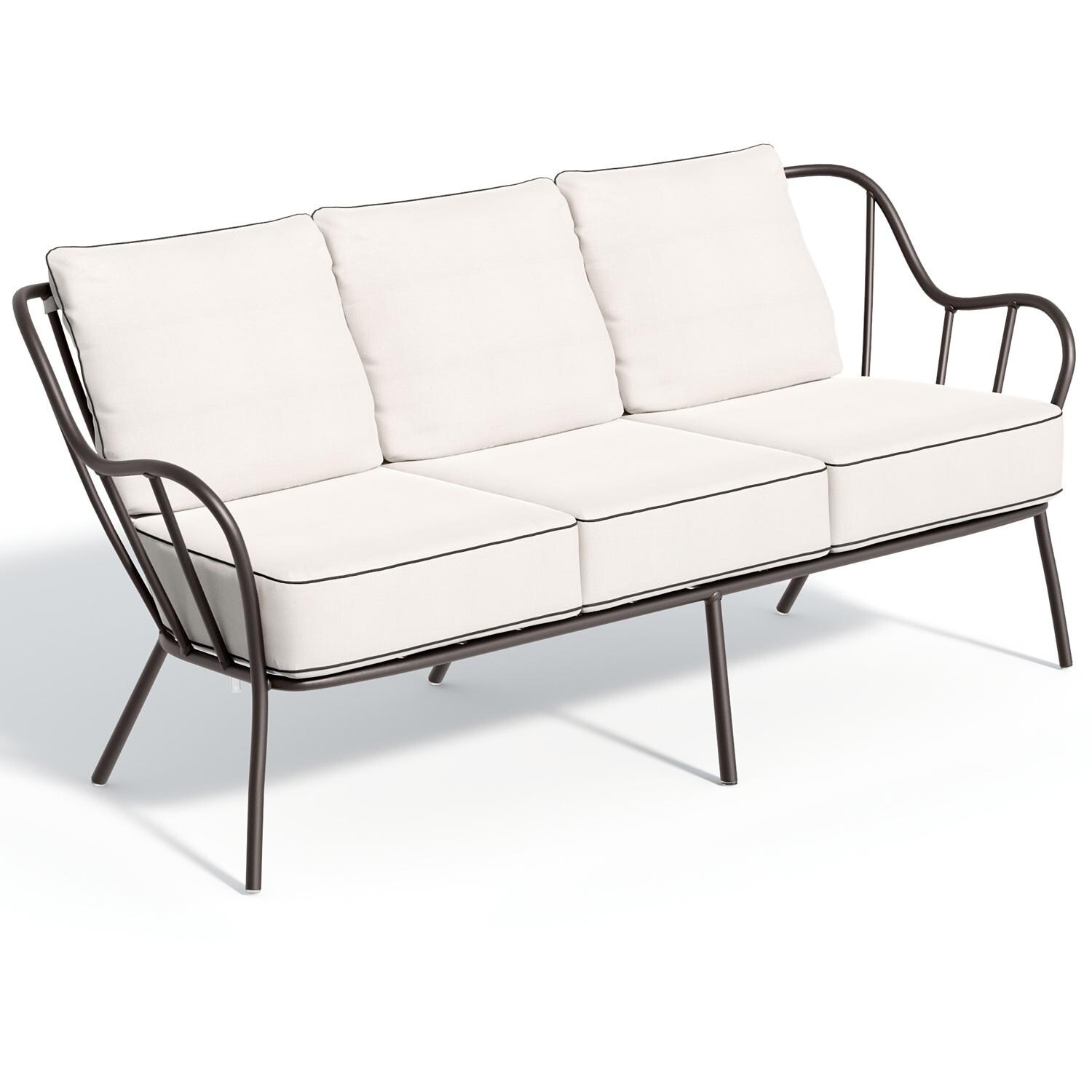 Oxford Garden Malti 3 Person Aluminum Sofa in Carbon/Bliss Linen thumbnail