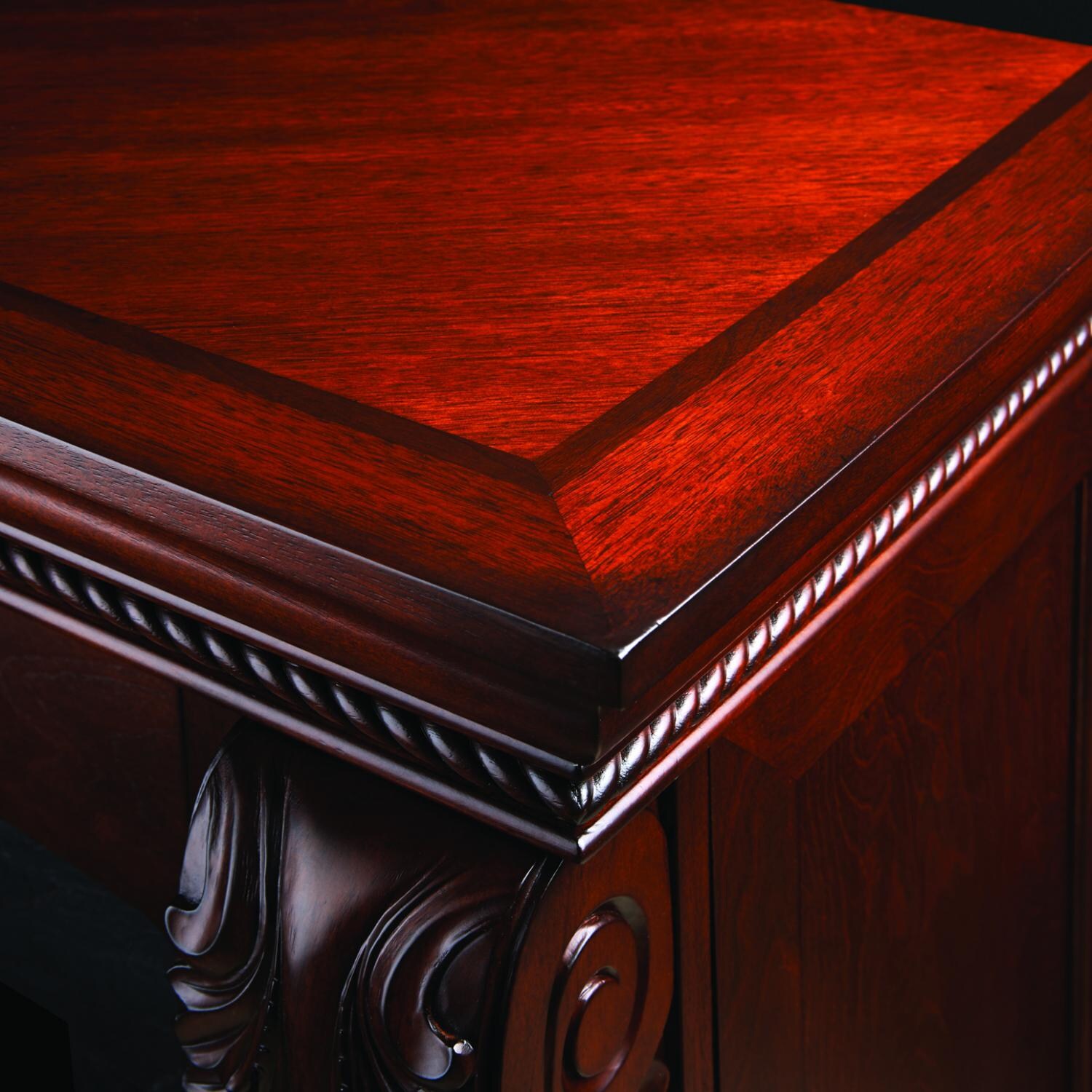 Napoleon Monroe 33-Inch Electric Fireplace - Burnished Walnut - Rope Inlay Detail thumbnail