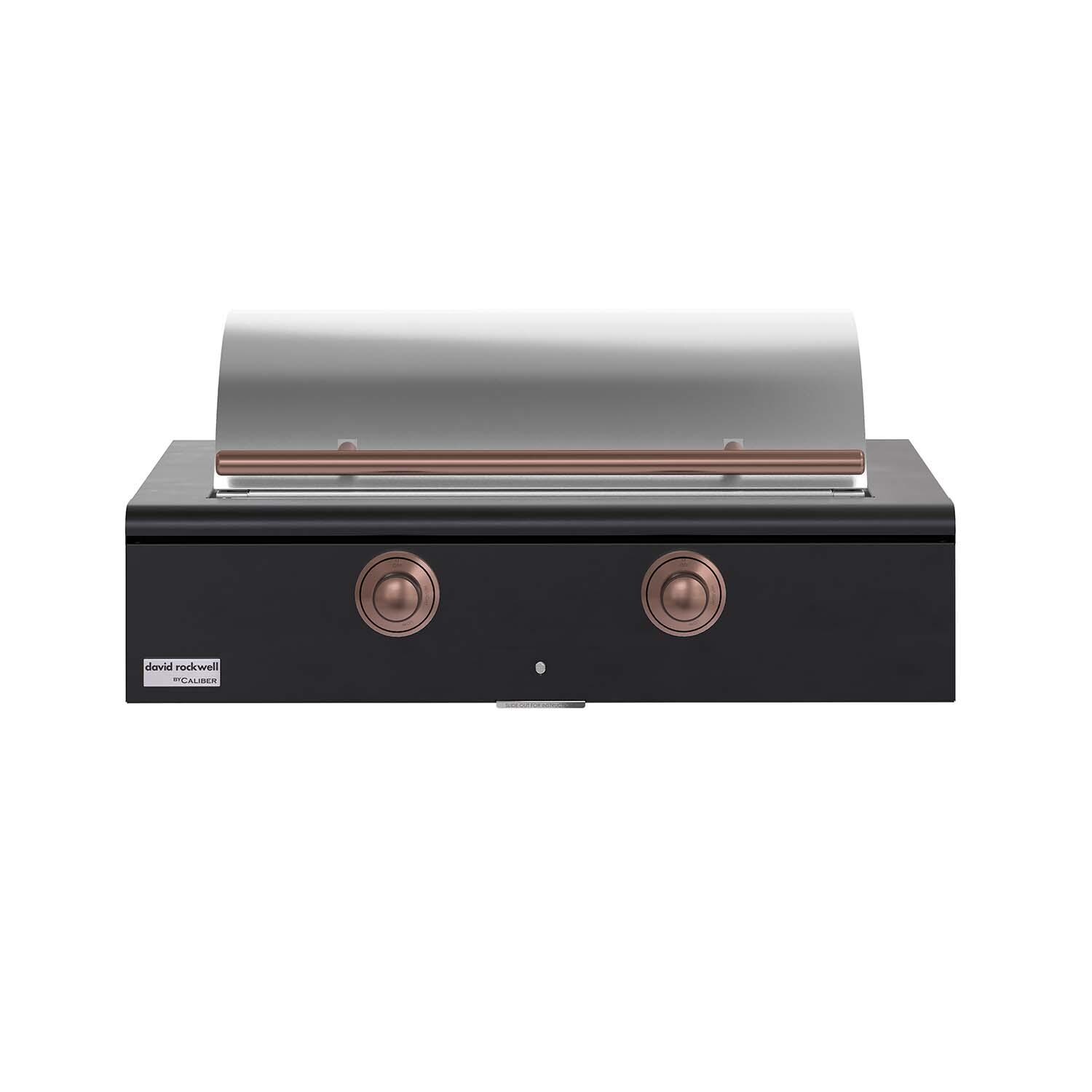 Caliber CRG-42BN00-A-027-H03 42-in Natural Gas Built-In Rockwell Grill - Matte Black w/ Copper Hardware - Lid Closed - White Background thumbnail