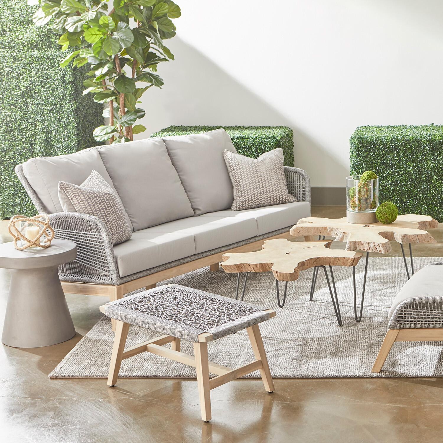 Lakeview Peninsula Way 3 Person Woven Rope Sofa in Platinum thumbnail