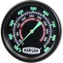 Man-Law 2-Inch Stainless Steel Grill/Smoker Thermometer With Glow In The Dark Dial And Threaded Probe image