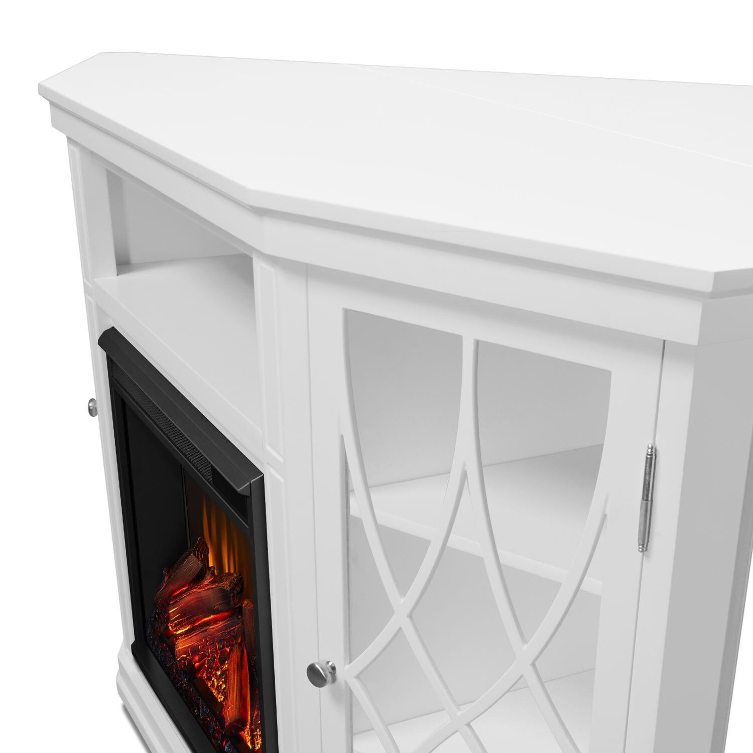 Real Flame - 1750E-W - Lynette 56-Inch Corner Electric Fireplace Entertainment Center - White - Corner Detail thumbnail