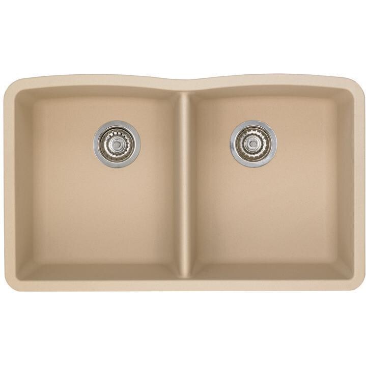 Blanco Diamond 32 X 19 Equal Double Bowl Silgranit II Undermount Sink - Biscotti - 441223