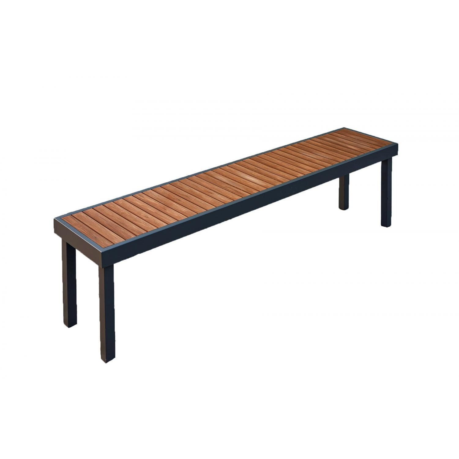 Revere 5 Pc Cast Aluminum Propane Fire Pit Dining Set in Brown by Lakeview Outdoor Designs - Long Bench - White Background thumbnail