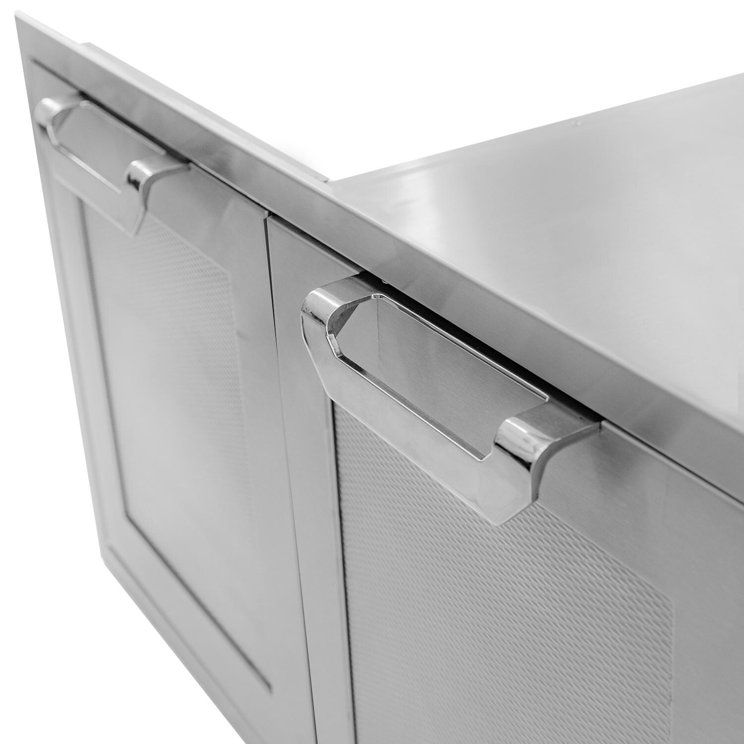 Hestan 36-Inch Propane Tank/Trash Drawer & Storage Cabinet Combo - Angled View of Doors thumbnail