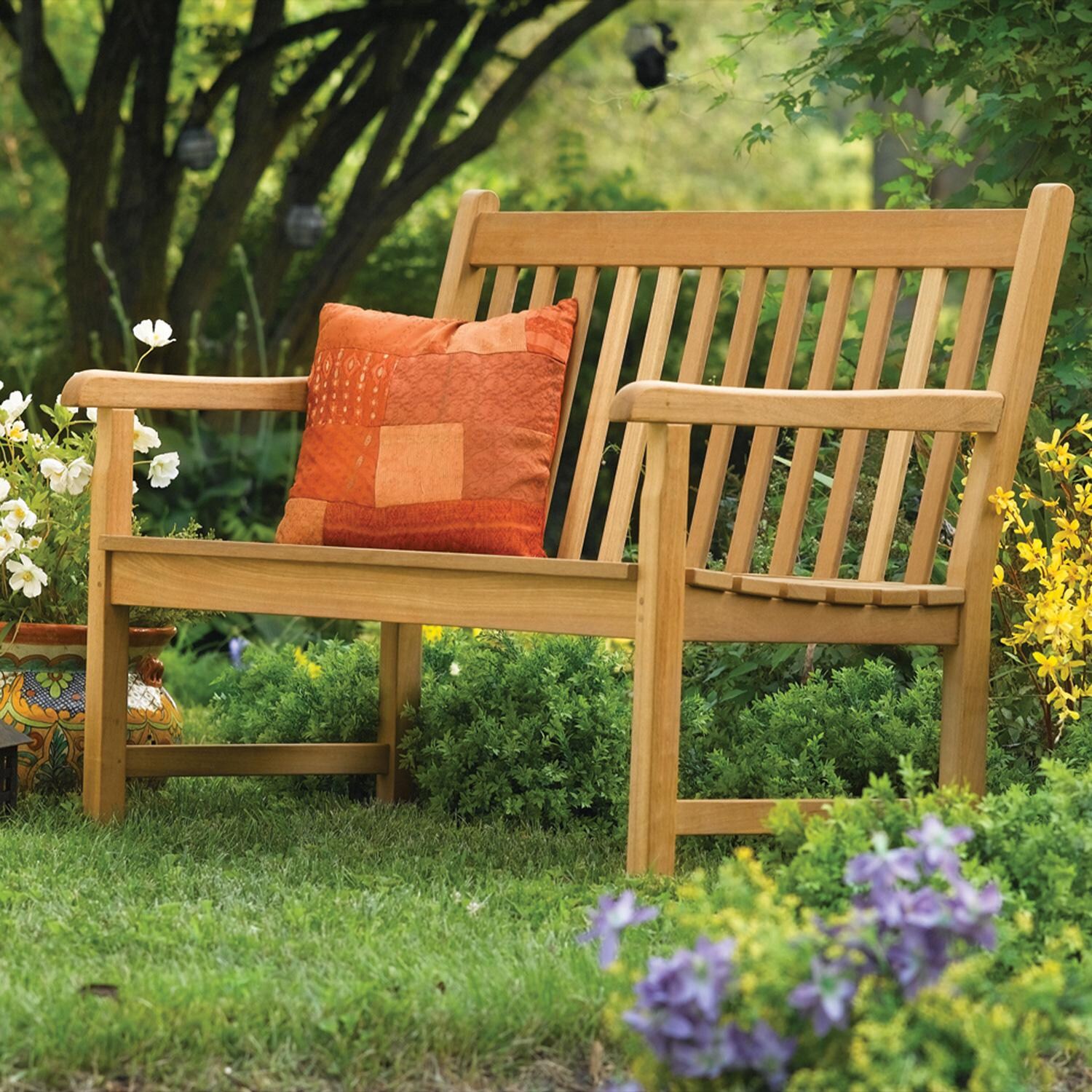 Classic 48-in Natural Teak Outdoor Bench By Oxford Garden