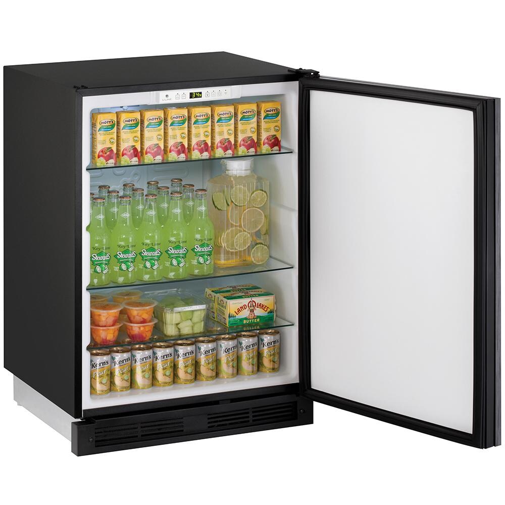 U-Line 24-Inch 5.2 Cu. Ft. Built-In Compact Refrigerator - Open View With Food & Beverages thumbnail