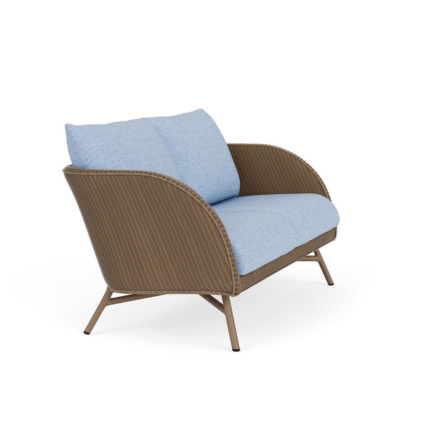 Lloyd Flanders Essence Loveseat W/Demo Skyway Fabric - Fawn Finish - Angled thumbnail