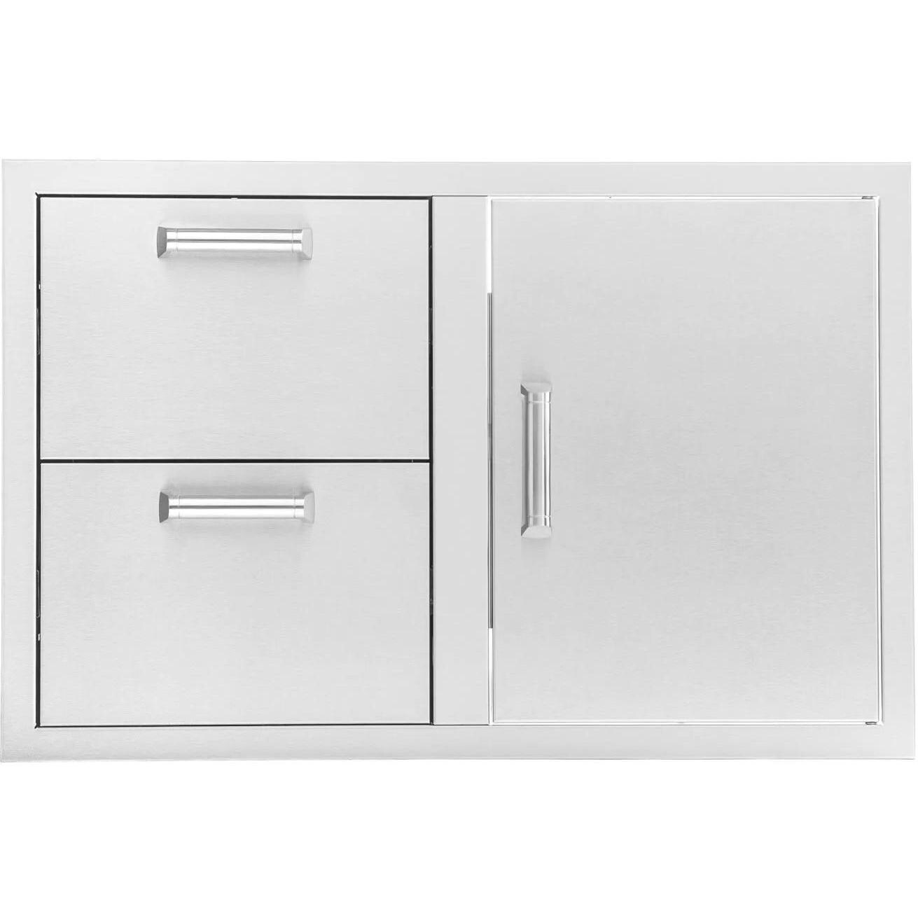BBQGuys Signature 32-Inch Stainless Steel Reversible Access Door & Double Drawer Combo - Contempo image
